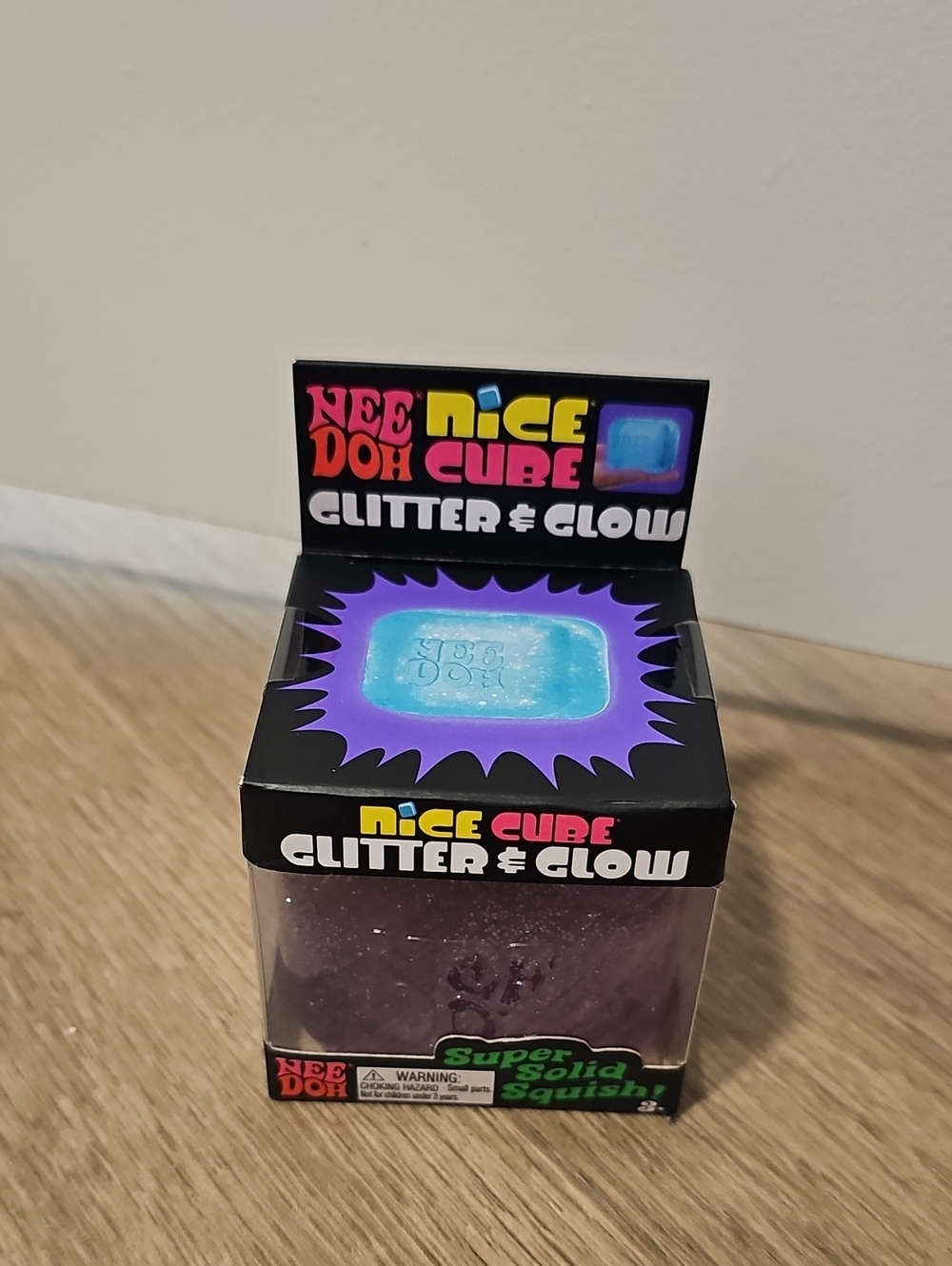 Needoh Nice Cube Glitter & Glow Purple Cube Squishy